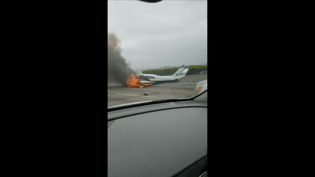 The plane caught alight as it crashed