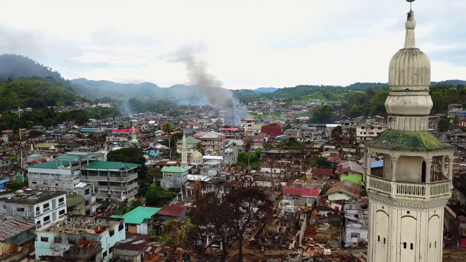 Streets around a mosque have been flattened