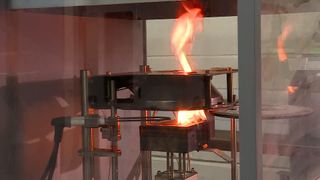 The same material as that used in the Grenfell Tower cladding burns