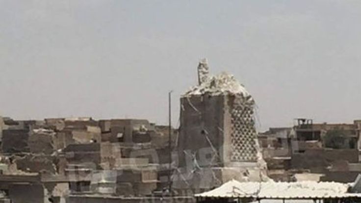 Mosul's destroyed Al-Hadba minaret at Grand al-Nuri Mosque
