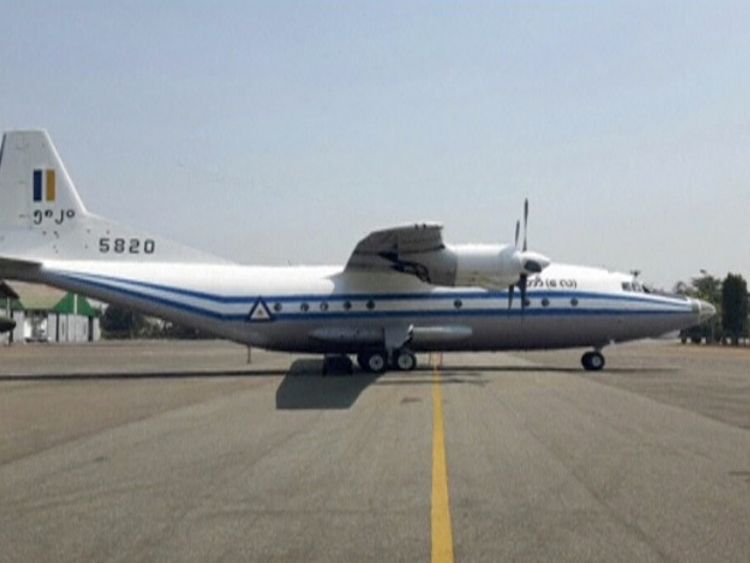 A still image taken from video released on June 7, 2017 shows the photograph of a Y-8-200 F military aircraft. FACEBOOK: CINCDS MYANMAR/Handout/via Reuters TV