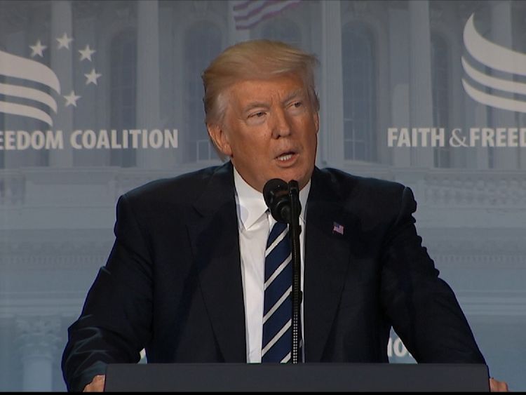 Donald Trump makes oblique references to being 'under siege' at an address to the Faith and Freedom Coalition