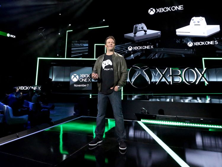 Phil Spencer, head of Xbox, discusses the new console, at E3 (Photo by Casey Rodgers/Invision for Xbox/AP Images)