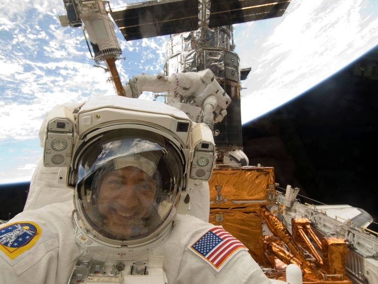 NASA astronaut Mike Massimino pictured in space