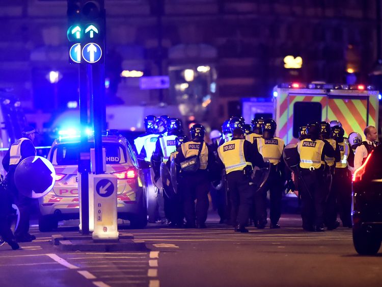 Police attend to an incident on London Bridge