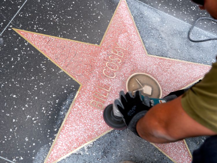 Bill Cosby&#39;s star on Hollywood&#39;s Walk of Fame was defaced in December 2014