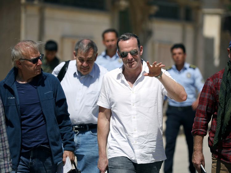 Brett McGurk, U.S. envoy to the coalition against Islamic State, gestures as he walks in the town of Tabqa, Syria June 29, 2017. REUTERS/Rodi Said