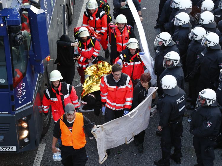 Some injured people were seen being carried away
