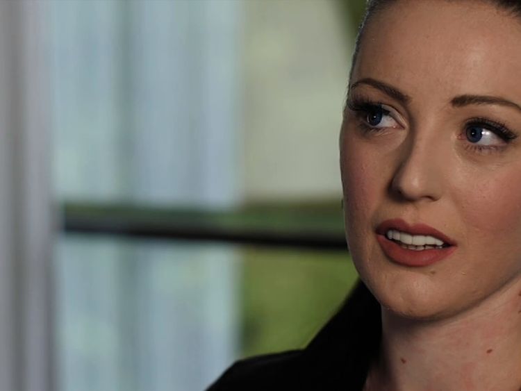 Alainah Beretti weeps as she tells Sky News her story