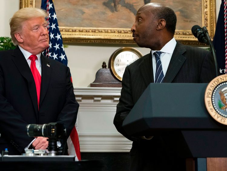 Donald Trump and Ken Frazier at the White House on July 20, 2017