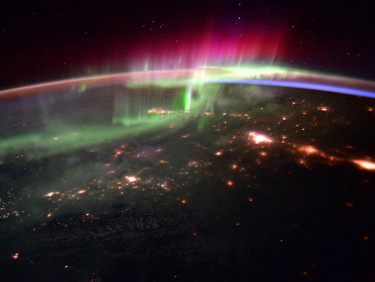 In this photo taken by British astronaut Tim Peake, an Aurora is seen over northern Canada