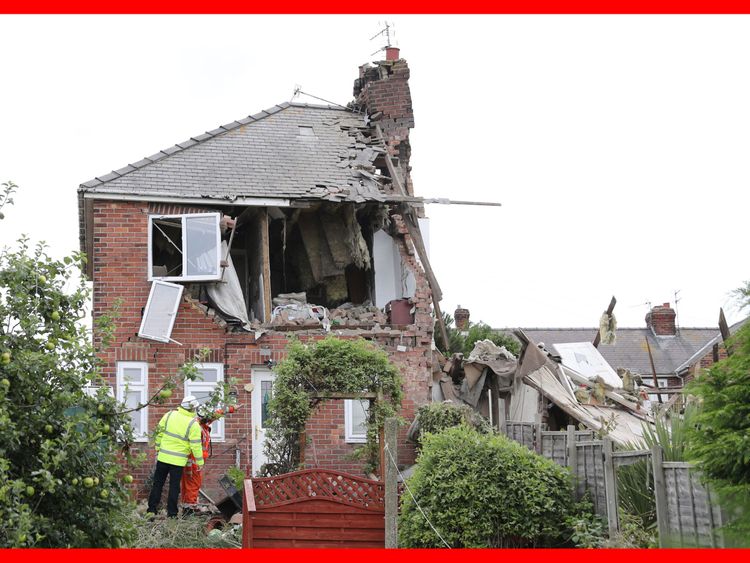 The scene in Rosslyn Avenue, Sunderland, after an explosion at a house