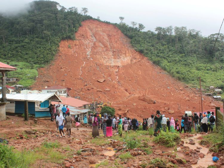The mudslide in the mountain town of Regent, Sierra Leone