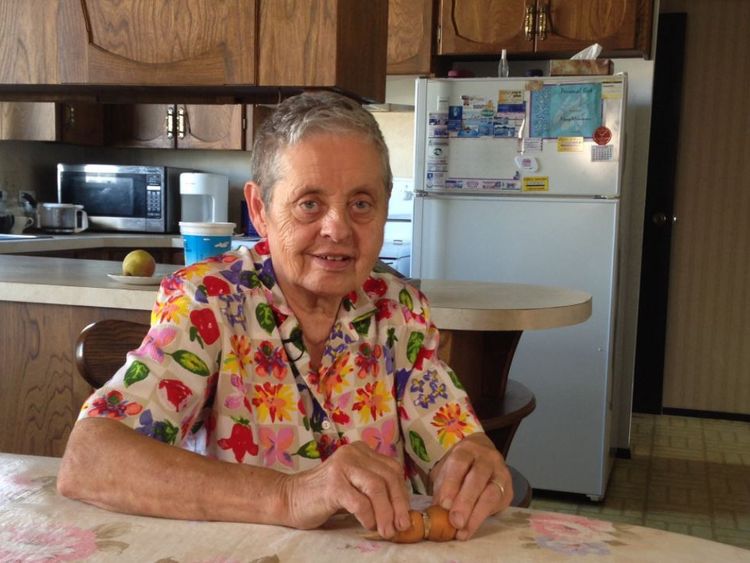 Mary Grams, 84, found her lost engagement ring - which had been missing for 13 years - with a carrot growing through it Credit: Sarah Kraus, Global News