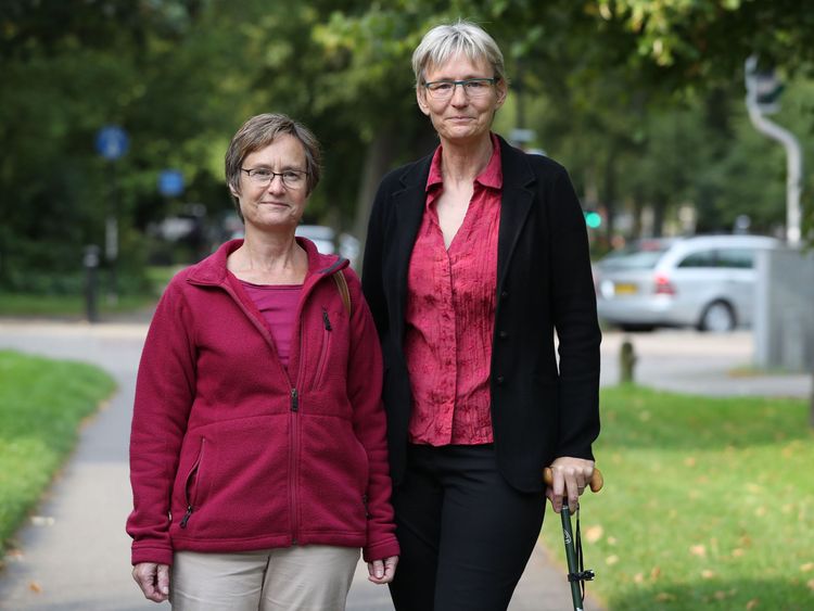 Helen Richardson and Paula Holland (L) accused their neighbour of harassment