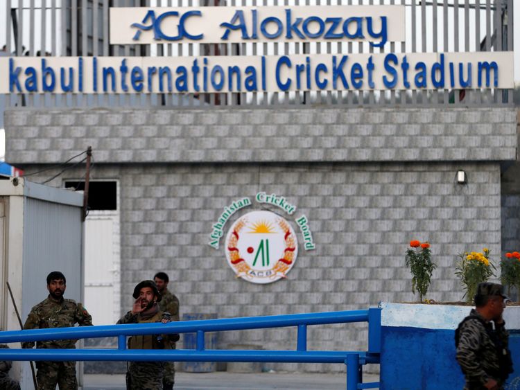 The sign for Afghanistan's International Cricket Stadium