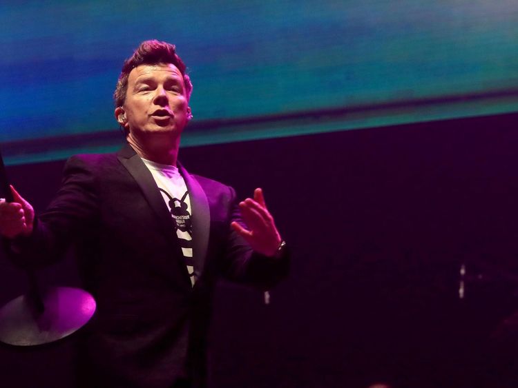 Rick Astley performs during the We Are Manchester benefit benefit show