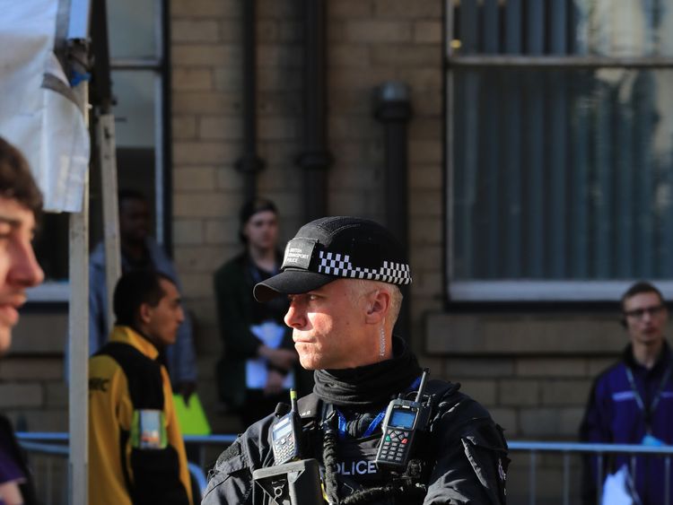 Armed police outside the concert