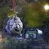 Crane moves helicopter wreckage