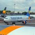 Thomas Cook planes on the runway at terminal one Manchester Airport.