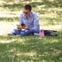 A man reads a book at St James Park in London