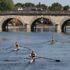 Rowers on the river Thames near Maidenhead enjoying the good weather