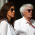 Bernie Ecclestone, Chairman Emeritus of the Formula One Group, looks on in the Paddock with wife Fabiana before the Bahrain Formula One Grand Prix at Bahrain International Circuit on April 8, 2018 in Bahrain
