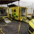 Ambulances parked at the entrance to Causeway Hospital's Accident and Emergency department in Coleraine, County Londonderry, Northern Ireland. Picture date: Monday January 18, 2021