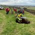The farmer was rescued after falling into a 60ft (18m) deep sinkhole. Pic: @CumbriaFire