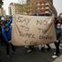 Chelsea fans outside Stamford Bridge ground protest against the planned European Super League. Pic: AP