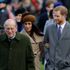 Kate, Duchess of Cambridge, Prince Philip, Meghan Markle, and Prince Harry arrive for a Christmas Day service in 2017