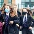 Students arrive at Outwood Academy in Woodlands, Doncaster in Yorkshire, as pupils in England return to school for the first time in two months as part of the first stage of lockdown easing. Picture date: Monday March 8, 2021.
