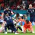 England and Scotland players tussle for the ball during the match