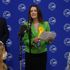 Sarah Green of the Liberal Democrats makes a speech after being declared winner in the Chesham and Amersham by-election