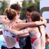 Jess Learmonth, Jonny Brownlee, Georgia Taylor-Brown and Alex Yee celebrate after their historic win