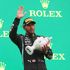 Formula One F1 - Hungarian Grand Prix - Hungaroring, Budapest, Hungary - August 1, 2021 Third placed Lewis Hamilton of Mercedes celebrates on the podium after the race REUTERS/Florion Goga