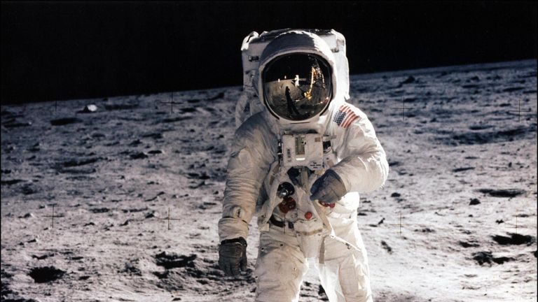 Picture taken on July 20, 1969 shows astronaut Edwin E. Aldrin