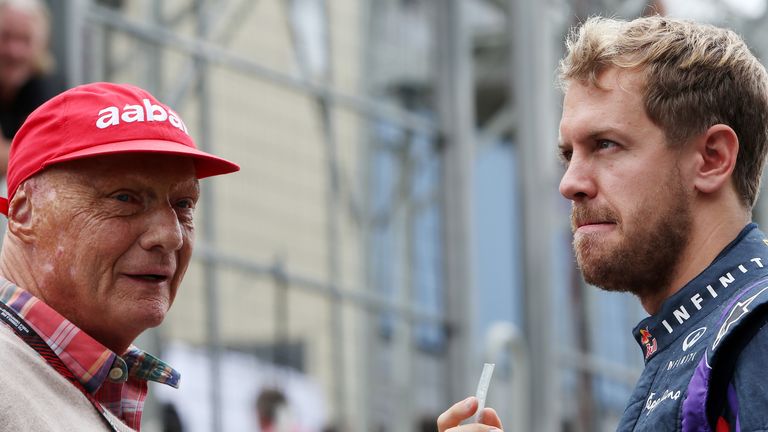 Niki Lauda and Sebastian Vettel 