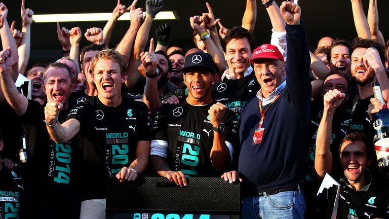 Mercedes celebrate the title
