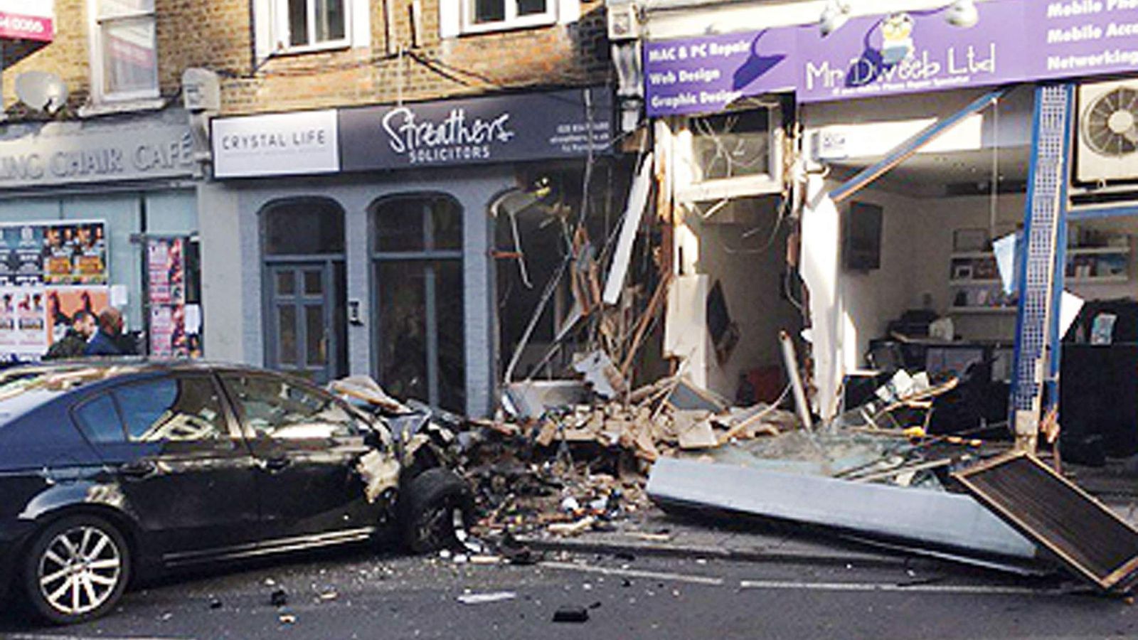 Car Smashes Into London Shop After Police Chase | UK News | Sky News