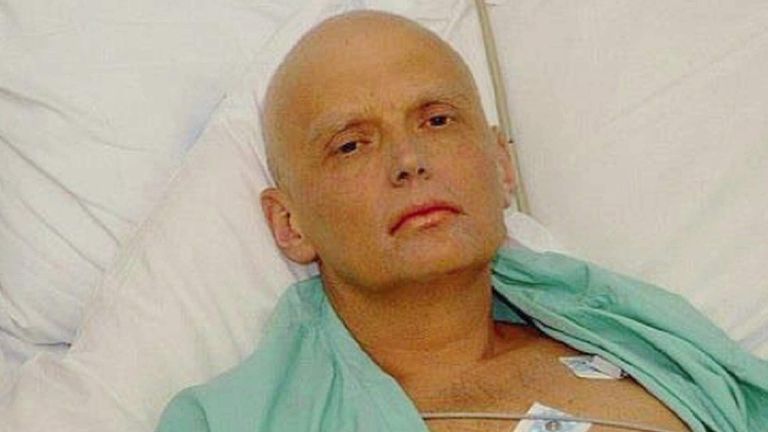 Former KGB agent Alexander Litvinenko on his deathbed in hospital