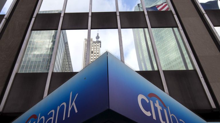A view of the exterior of the Citibank Corporate headquarters in the Manhattan borough of New York