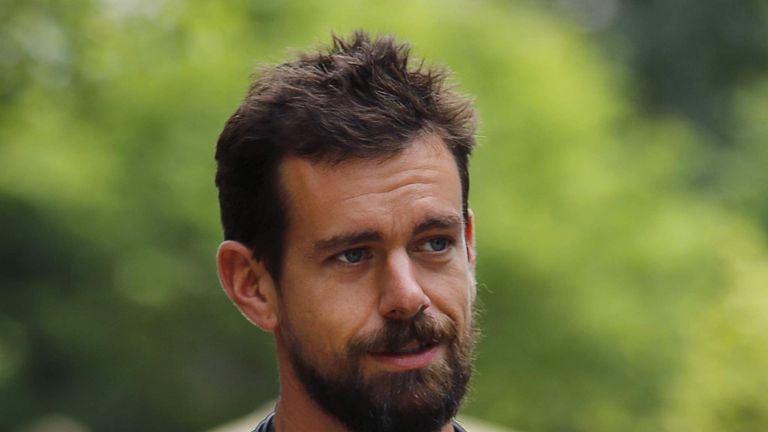Jack Dorsey, interim CEO of Twitter and CEO of Square, goes for a walk on the first day of the annual Allen and Co. media conference in Sun Valley