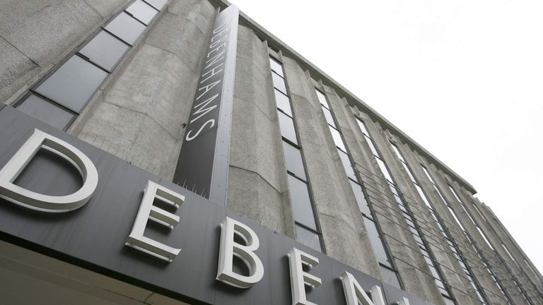 The Debenhams store is seen on Oxford Street, in central London