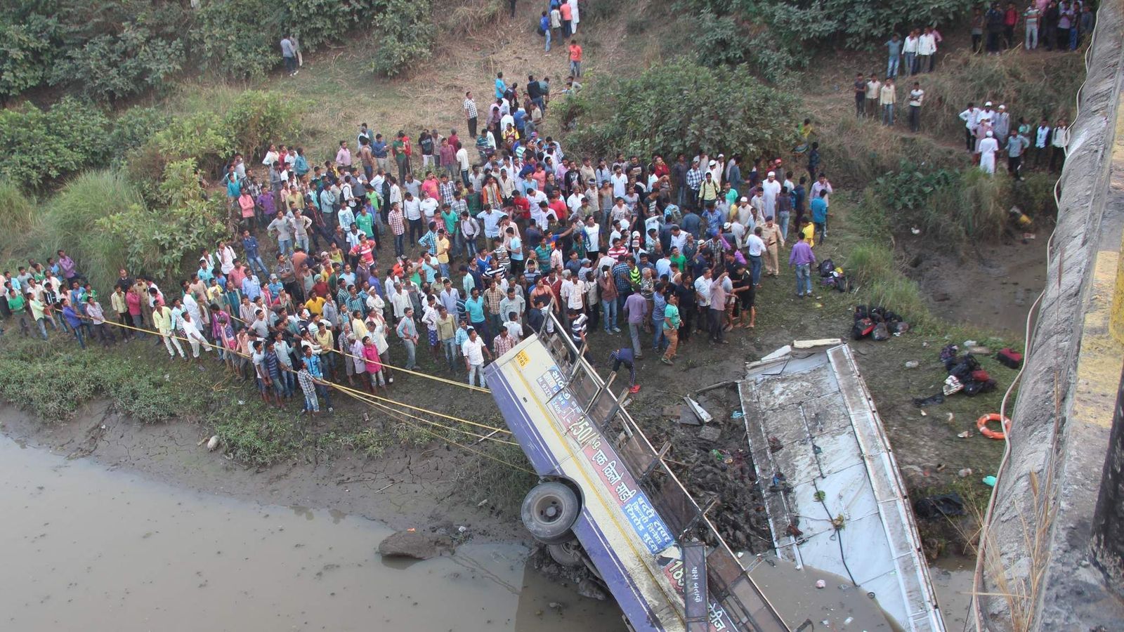 Bus Plunges Off Bridge In India Killing Dozens | World News | Sky News