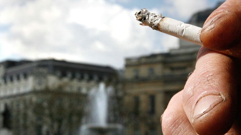 Smoking In Trafalgar Square London