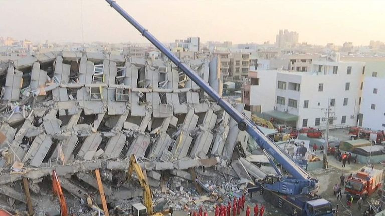 Taiwan Quake: Dozens Trapped In Tower Block | World News | Sky News