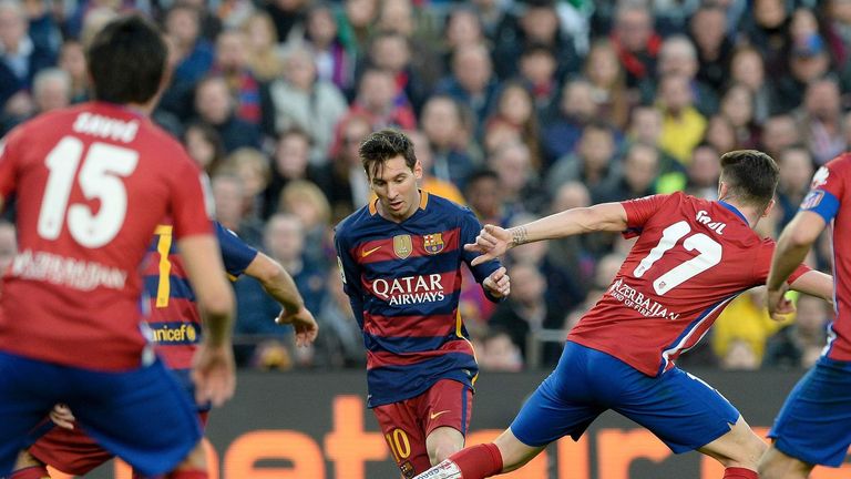 Barcelona forward Lionel Messi in action against Atletico Madrid.