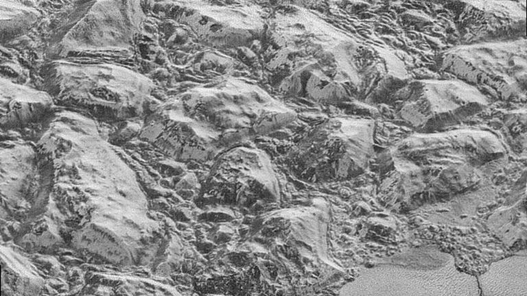 What are the strange 'floating hills' on Pluto?