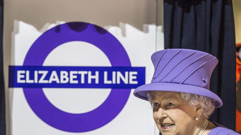Queen Elizabeth II during a visit to the site of the new Crossrail Bond Street station